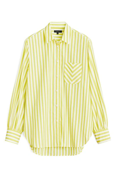 Shop Rag & Bone Maxine Stripe Cotton Button-up Shirt In Yellow