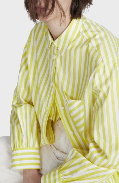 Shop Rag & Bone Maxine Stripe Cotton Button-up Shirt In Yellow