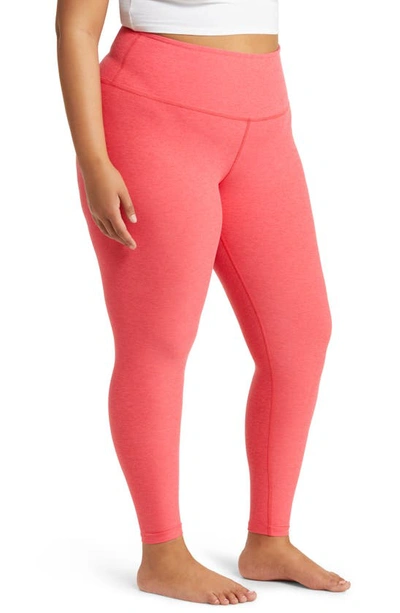 Shop Beyond Yoga High Waist Midi Leggings In Paradise Coral Heather