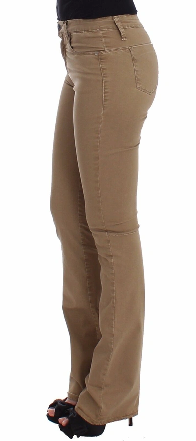 Shop Costume National Beige Straight Leg Denim Pants Stretch Women's Jeans