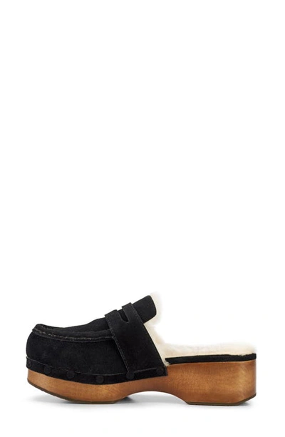 Shop Frye Melody Genuine Shearling Lined Platform Clog In Black - Silky Suede Leather