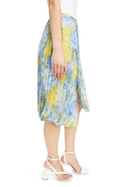 Shop Dries Van Noten Sagan Floral Pleated Chiffon Skirt In Light Blue 514