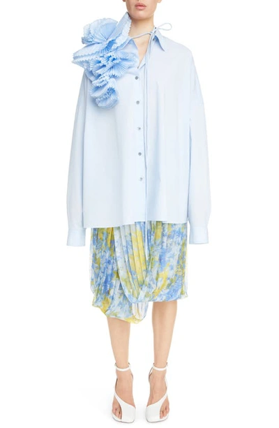 Shop Dries Van Noten Sagan Floral Pleated Chiffon Skirt In Light Blue 514