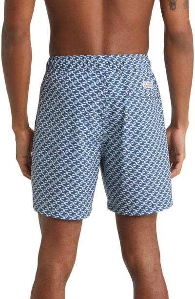 Fair Harbor The Bungalow Swim Trunks 5 Rolling Waves In Navy Geo