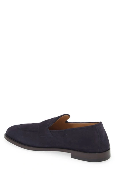 Shop Brunello Cucinelli Suede Penny Loafer In C8137 Navy