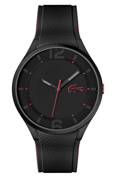 Shop Lacoste Ollie Silicone Strap Watch, 44mm In Black
