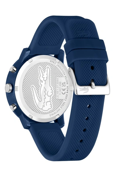 Shop Lacoste 12.12 Chronograph Silicone Strap Watch, 44mm In Navy