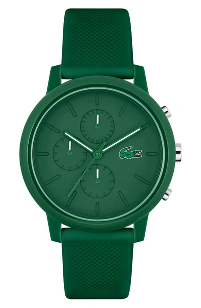 Shop Lacoste 12.12 Chronograph Silicone Strap Watch, 44mm In Green