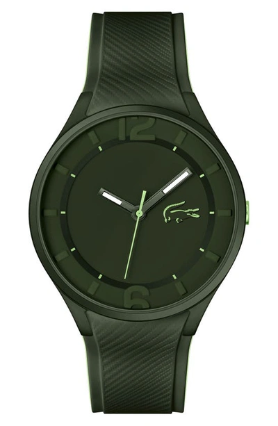Shop Lacoste Ollie Silicone Strap Watch, 44mm In Green