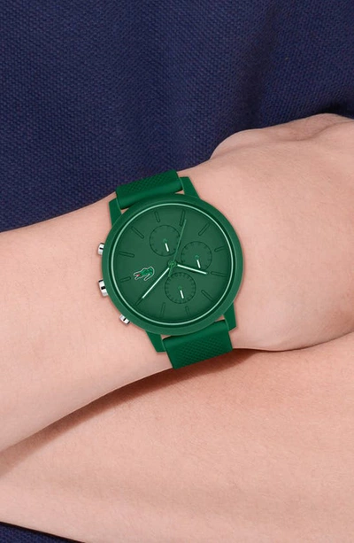 Shop Lacoste 12.12 Chronograph Silicone Strap Watch, 44mm In Green