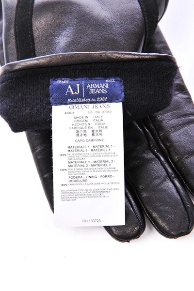 Shop Armani Jeans Aj Gloves In Black