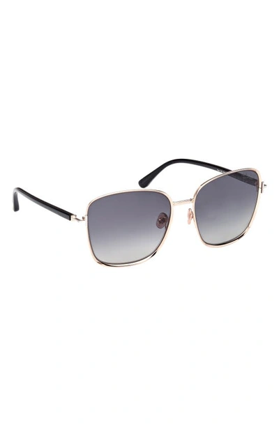 Shop Tom Ford Fern 57mm Polarized Square Sunglasses In Rose Gold/smoke Polarized