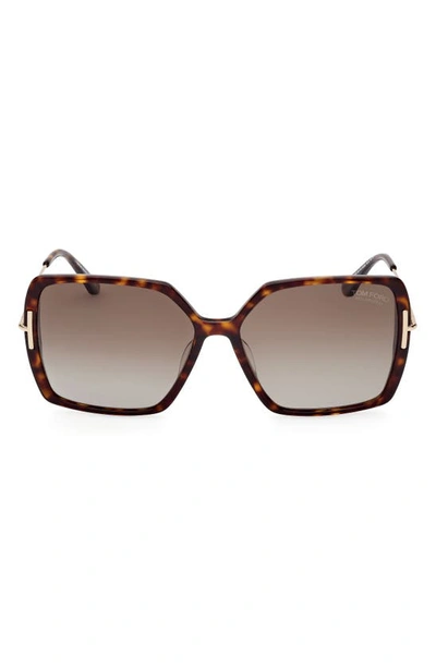 Shop Tom Ford Joanna 59mm Polarized Butterfly Sunglasses In Dark Havana / Brown Polarized