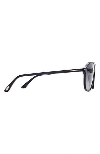 Shop Tom Ford Bruce 61mm Polarized Navigator Sunglasses In Shiny Black / Smoke Polarized