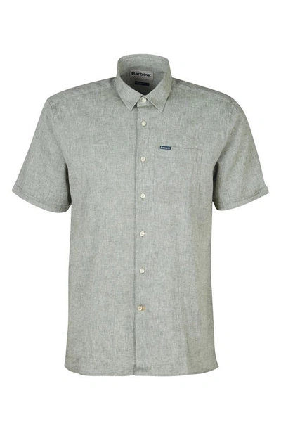 Shop Barbour Nelson Linen & Cotton Button-up Shirt In Bleached Olive