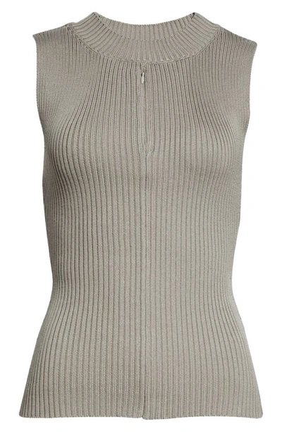 Paloma Wool Atori Zip Keyhole Organic Cotton Rib Sleeveless Sweater In Dark Grey