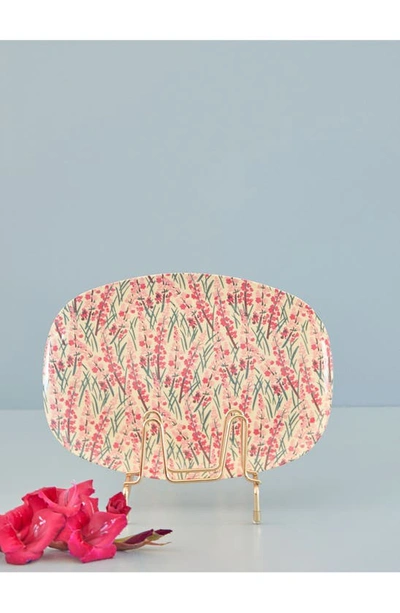 Rice Set Of Four Oblong Melamine Plates In Floral Field
