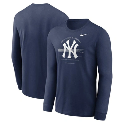 Shop Nike Navy New York Yankees Over Arch Performance Long Sleeve T-shirt