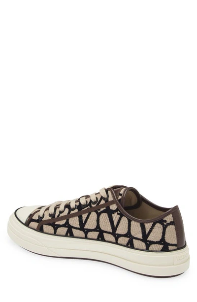 Shop Valentino Vlogo Toile Low Top Sneaker In 6zn Naturale Nero Fondant