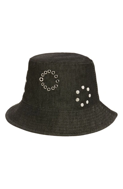 Shop Chloé Eyelet & Stud Denim Bucket Hat In Faded Denim 467
