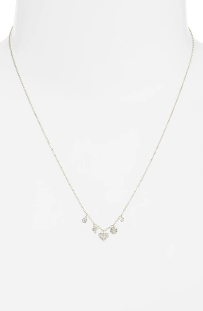 Meira T Diamond Charm Necklace In Silver