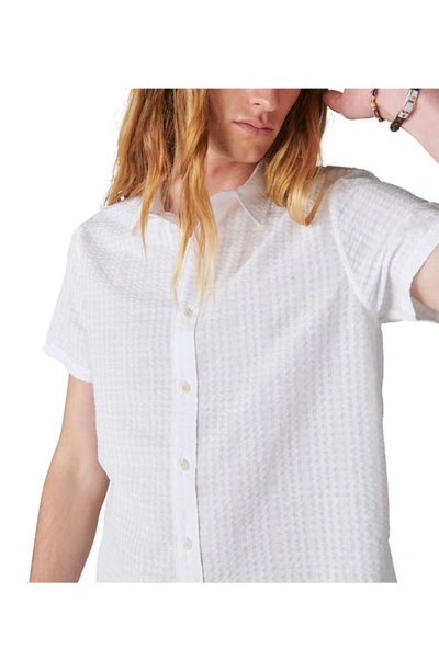 Shop Lucky Brand Short Sleeve Seersucker Button-up Shirt In White