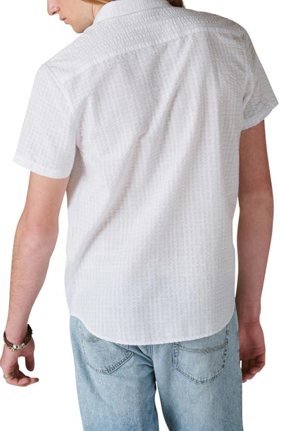 Shop Lucky Brand Short Sleeve Seersucker Button-up Shirt In White