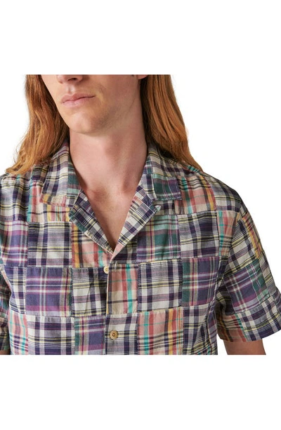 Lucky Brand Patchwork Short Sleeve Button-up Shirt In Blue Multi