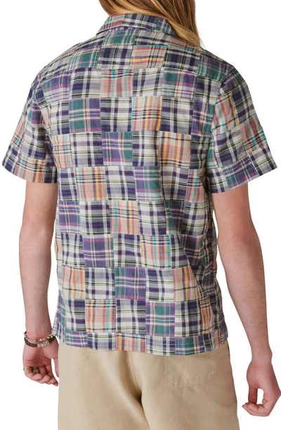 Lucky Brand Patchwork Short Sleeve Button-up Shirt In Blue Multi