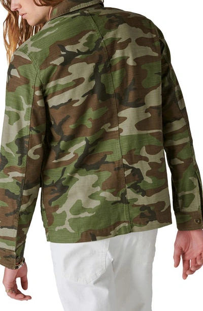 Shop Lucky Brand Camo Slub Twill Button-up Military Jacket In Camo Army