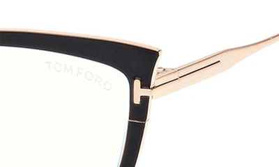 Shop Tom Ford 56mm Cat Eye Blue Light Blocking Glasses In Shiny Black