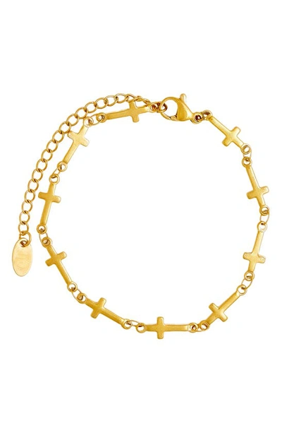 Shop Petit Moments Cross Station Bracelet In Gold