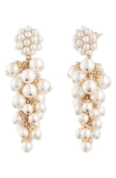 Shop Marchesa Beautiful Baubles Imitation Pearl Linear Earrings In Gold/ Pearl