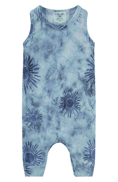 Shop Paigelauren Palm Burst Tie Dye Recycled Cotton & Polyester Romper In Navy