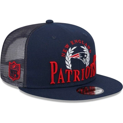 Shop New Era Navy New England Patriots Collegiate Trucker 9fifty Snapback Hat