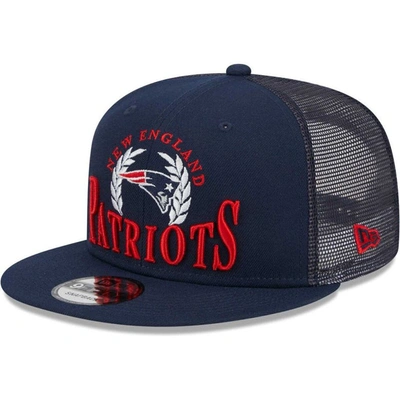 Shop New Era Navy New England Patriots Collegiate Trucker 9fifty Snapback Hat