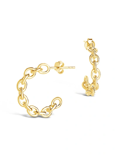 Sterling Forever 14k Gold Plated Sterling Silver Open Link Hoop Earrings In White