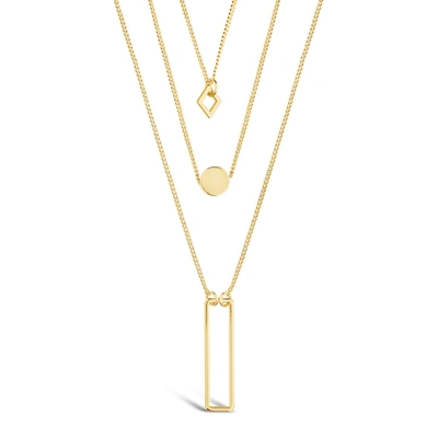 Sterling Forever 14k Plated Geometric Multi Layer Necklace In White