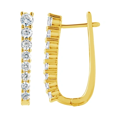 Shop Sterling Forever Sterling Silver Graduated Cz Hinged Hoops In Gold