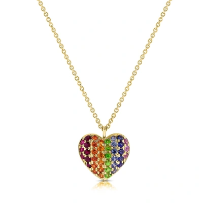 Shop Sabrina Designs 14k Gold & Sapphire Heart Necklace In Yellow