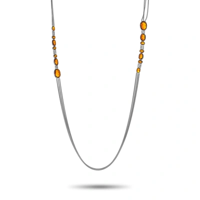 Shop Gucci Raindrop Silver And Synthetic Orange Stone Necklace