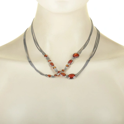 Shop Gucci Raindrop Silver And Synthetic Orange Stone Necklace