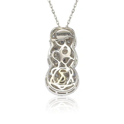 Suzy Levian Sapphire And Diamond Accent Sterling Silver Graduating Pendant In Blue