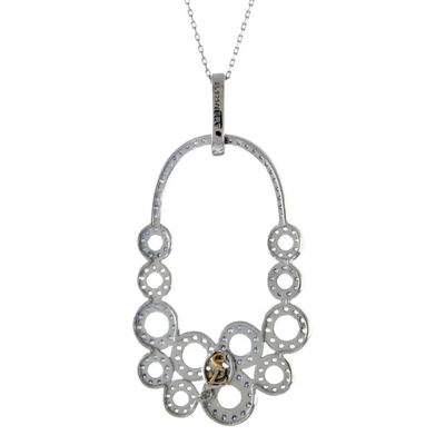 Suzy Levian Multi-circle Sapphire And Diamond Pendant In Sterling Silver And 18k Gold In Blue