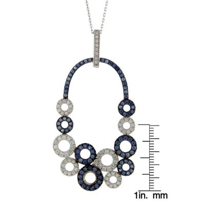 Suzy Levian Multi-circle Sapphire And Diamond Pendant In Sterling Silver And 18k Gold In Blue