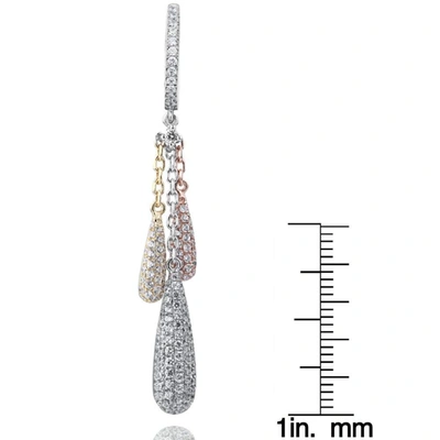 Suzy Levian Pave Cubic Zirconia Tri Tone Sterling Silver Dangle Earrings In Multi