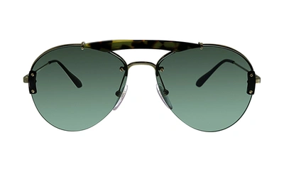 Shop Prada 62us Aviator Sunglasses In Green