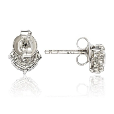 Suzy Levian Sterling Silver White Cubic Zirconia Round Stud Earrings