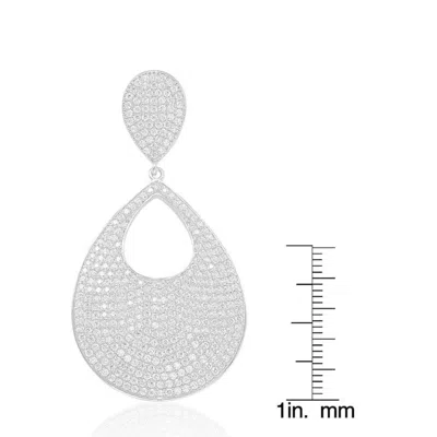 Suzy Levian Sterling Silver Cubic Zirconia Tear Drop Pave Earrings In Black