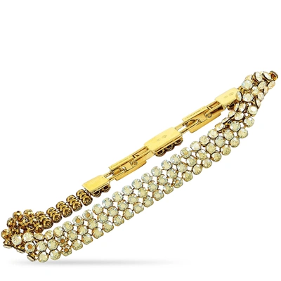 Shop Swarovski Fit Yellow Gold-plated Stainless Steel And Yellow Crystal Bracelet In White